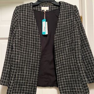 Skies Are Blue Black and White Checkered Blazer